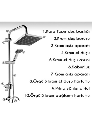 Byka Siyah Başlıklı Kaliteli Robot Kare Duş Sistemi Çok Fonksiyon Siyah