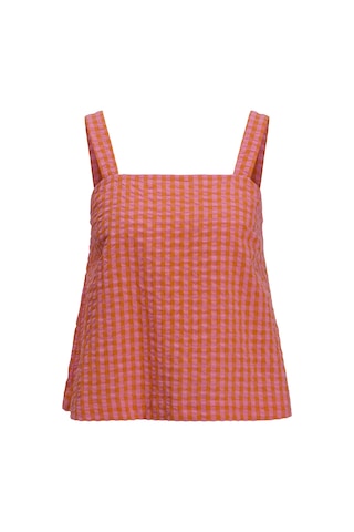 Jack & Jones Kadın Kalin Askili Ekose Desenli Bluz - Petra - 12277417 Persimmon Orange