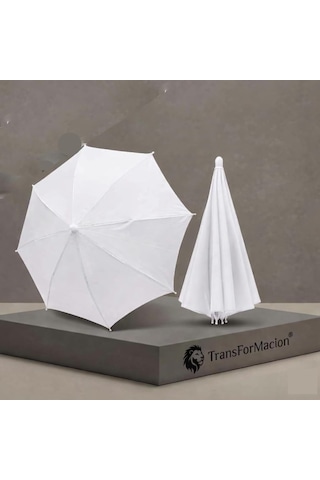Kafa Şemsiyesi, Beyaz, Hac Umre İçin Güneş Koruma, Uv Korumalı, Ayarlanabilir Kafa Bandı, Hafif Polyester, 53x32 Cm, 2 Adet Açık Kahverengi - Beyaz