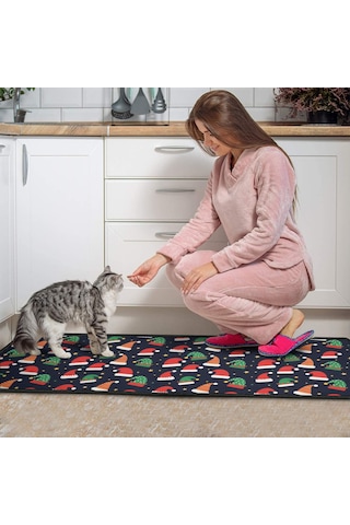 Noel Desenli 2'li Mutfak Matı, Anti-yorgunluk, Yastıklı Ve Kaymaz, Mutfak Ve Ofis İçin Noel Şapka Yıldızı