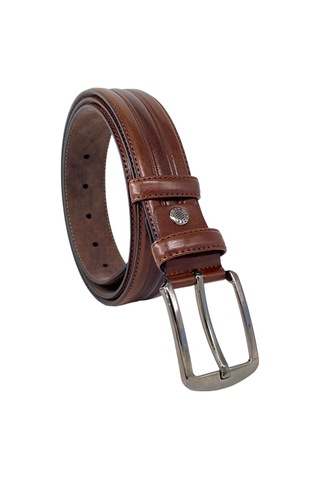 Süzer Deri Kahverengi Suni Deri Ortası Şeritli Model 3.5 Cm.lik Klasik Erkek Kemer // Xd-8013-52 Kahverengi