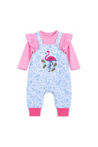Babyhola Kız Bebek Çocuk Flamingo Salopet Badi Takım 23388 Turuncu