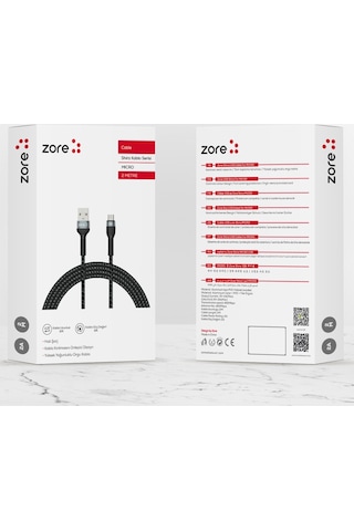 Shira Serisi Micro Usb Kablo 2 Metre-Siyah