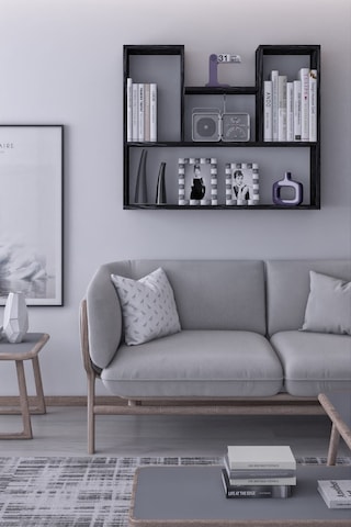 Lale Dekoratif Duvar Rafı Salon Banyo Balkon Mutfak Kitaplık Çok Amaçlı Raf Siyah Siyah