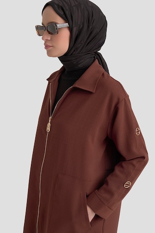 Armine Trend Kolları Şerit Detaylı Boydan Fermuarlı Allerli Giy Çık Taba 26yt516 Taba