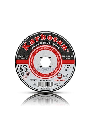 Karbosan 910380 Inox Paslanmaz Çelik İnce Kesme Diski 115x1.0x22.23 AA54RBF80