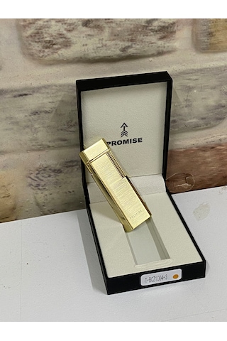 Promise Marka Sarı Gold Renk Gazlı İnce Kişiye Özel Çakmak