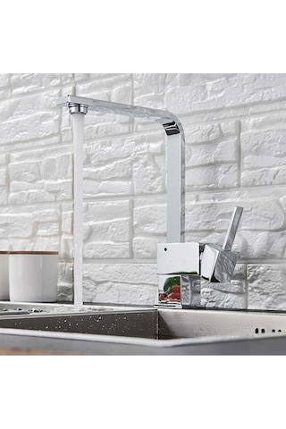 Kiev Mix Kuğu Kare Mutfak Evye Lavabo Bataryası 5 Yıl Garantili Gri