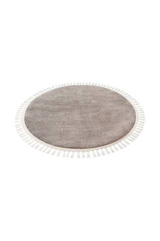 Vl Oval Comfort Ponpon Saçaklı Peluş Post Yolluk Kahverengi Kahverengi Ponpon Saçaklı Daire