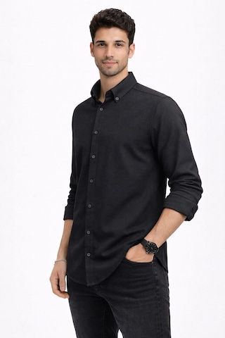 Classics Men Plus Barkod Uzun Kol Slim Fit Erkek Gömlek - 7579 Siyah