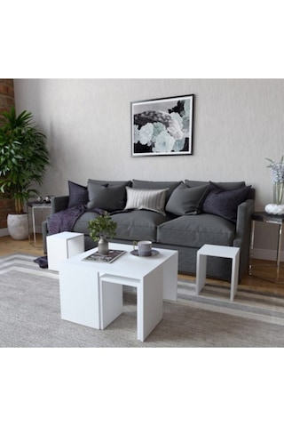 Decormet Ortanca Sehpa Beyaz Beyaz