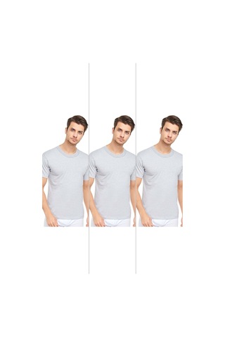 Cennetoğlu Erkek Slim Fit Sıfır Yaka Fanila T-shirt 3'lü Paket Gri Melanj Gri Melanj
