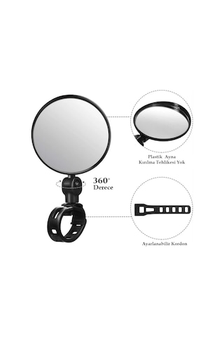 Elektrikli Scooter Bisiklet Dikiz Aynası, Tüm Bisikletlerle Uyumlu, 8 Cm Çap, Gidon Kelepçesi, 360 Derece, 2 Adet,