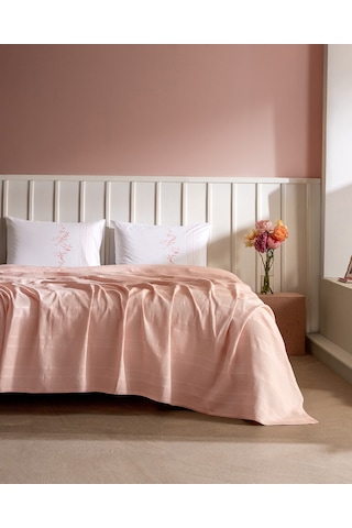 Mathilda Tek Kişilik %100 Pamuk Karde Düz Pike Takımı - Pudra 8684427195123 Pudra