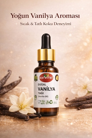 Safvital Vanilya Yağı 20 Ml Aromatik Bakım Yağı Cilt Saç Ve Aromaterapi İçin Kalıcı Hoş Koku