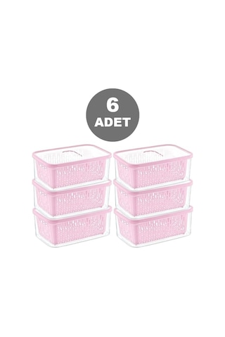 Lı Süzgeçli Fresh Saklama Kabı Seti 1.6 Lt Plastik Saklama Set 6 Adet Diğer