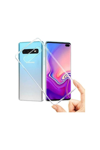 Noktaks - Samsung Galaxy S10 Plus Uyumlu - Kılıf Şeffaf Soft Slim Fitt Süper Silikon Kapak - Şeffaf