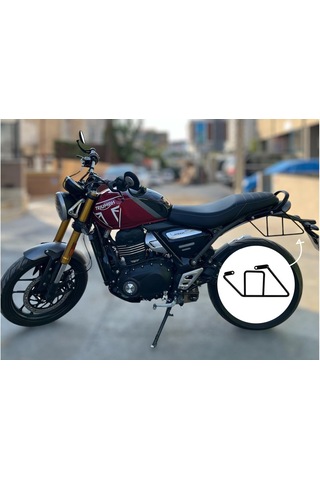 Motosiklet Çanta Demiri, Trıumph Speed 400, Scrambler 400 X, Siyah Boyalı Metal Boru Büküm Sol Taraf Genel