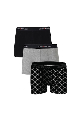John Frank Logolu Pamuklu 3'lü Paket Boxer Erkek Boxer Jfbs3 Lacivert-gri-sbeyaz