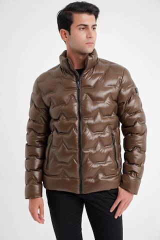 Slim Fit Hakim Yaka Yan Cepli Kaz Tüyü Bej Şişme Mont Mt 175 Bej