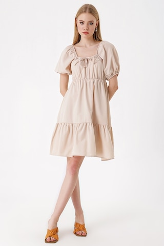 Bigdart 2351 Kloş Poplin Elbise - Bej 001