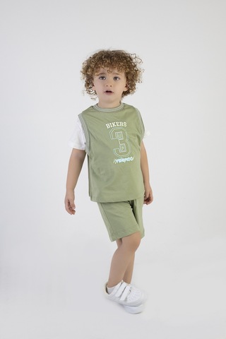 Erkek Çocuk Bikers Baskılı Kısa Kollu Şortlu Alt Üst Takım 001