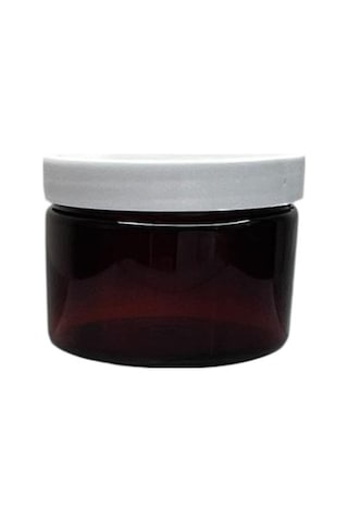 150ml Kahverengi Akrilik Plastik Krem Kavanozu Beyaz Kapaklı, 12 Adet, Krem Kavanozu, Kozmetik Kavanoz, Plastik Kavanoz