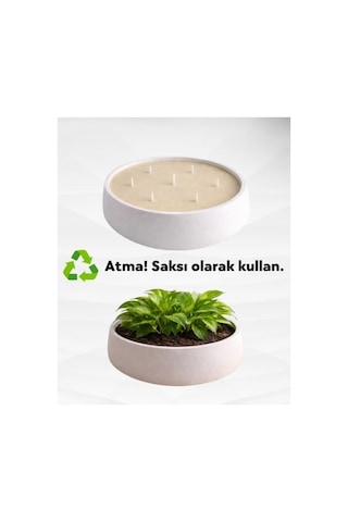El Yapımı 1,5 Kg Beton Taş Kase Mum - Büyük Boy, Beyaz, Modern Dekoratif Mu