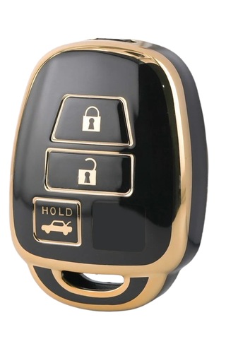 Toyota Rav4 Corolla Camry Yaris Prado Avensis Land Cruiser 3 Buton Nano Anahtar Kılıfı Siyah-gold