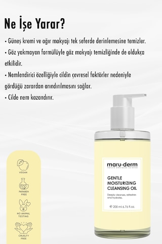 Maruderm Gentle Moisturizing Yağ Bazlı Yüz ve Vücut Temizleme Yağı 200 ML