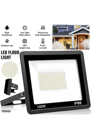 220 Volt-100 W 6500k Ip66 150 Işık Açısı Siyah Slim Kasa Beyaz Led Projektör Ürün %100 Yerli Türk Malı 100
