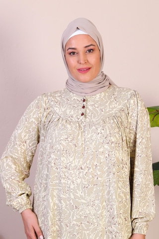 Uzun Anne Giyim Buyuk Beden Kadin Tesettur Elbise 001