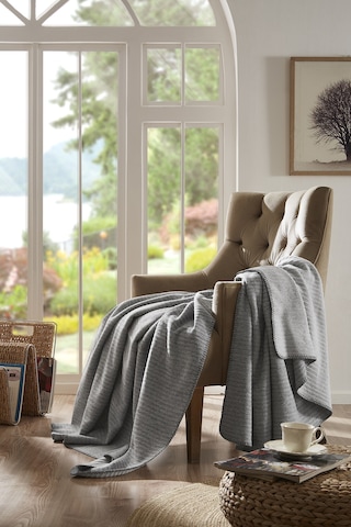 Özdilek Floretta Dolce Çift Kişilik Pamuklu Battaniye 180x220 Cm Koyu Gri
