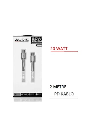 Auris CB45 USB C 20 Watt Apple iPhone Uyumlu 2 Metre PD Şarj Kablosu