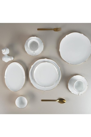 Evaliza Magnolia Premium Gold 36 Parça 6 Kişilik Kahvaltı Takımı Beyaz