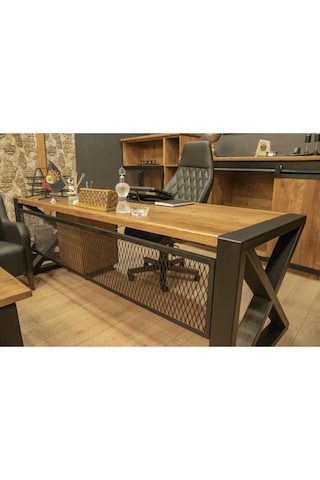 Masif Ağaç Bilgisayar Masası 180 85 76 Cm Açık Ceviz