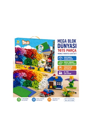 Mega Blok Dünyası 1615 Parça Renkli Yaratıcı Lego Seti 48x24 Tabanlı