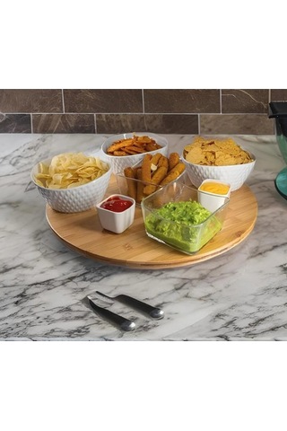 Bambu 360 Döner Standlı Servis Ve Sunum Tabağı