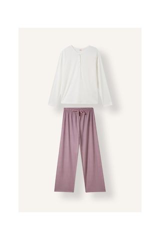 Defacto Relaxed Fit Düğme Detaylı Uzun Kollu Pamuklu Pijama Takımı H9094ax26aupr461 Mor-pr461