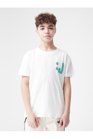 Jack Lions Erkek Çocuk Pamuklu Yazılı Tshirt-14022-krem Krem