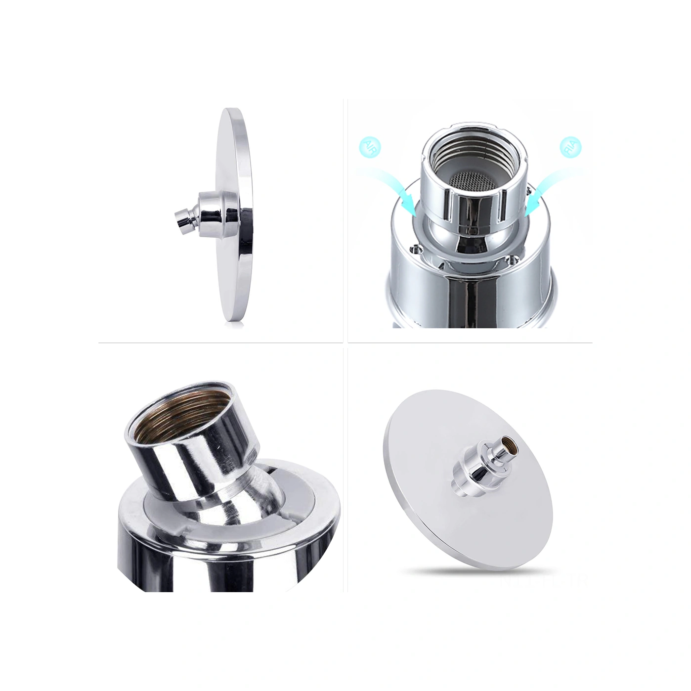 Lemestar 21cm Dairesel Abs Duş Başlığı, G1/2 Bağlantı, Otomatik Temizleme Uçlar, Yüksek Basınçlı Ve Su Tasarruflu, Çelik Kaplama Boru Hariç Gümüş