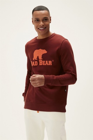 Bad Bear Logo Crewneck Erkek Sweatshirt-25278 Bordo