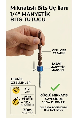 Ph2 X 65 Mm Çift Yönlü Manyetik Yıldız Bits Uç Vidalama Ucu