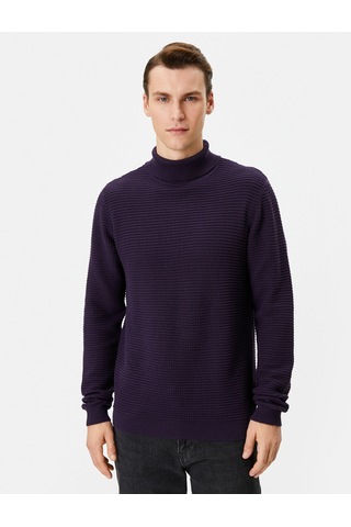 Koton Balıkçı Yaka Kazak Triko Slim Fit Dokulu Uzun Kollu Mor 4wam70032ht 4WAM70032HT348 Mor