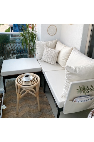 Limni Home Mini Multilounge Bahçe Balkon Mobilyası Şezlong Krem