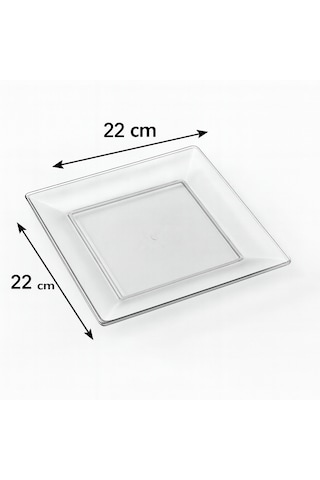Servis Tabağı 22cm Şeffaf Beyaz Mika 10'lu