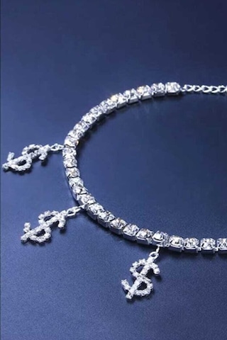 Furtek Aksesuar Kadın Dolar Sallantılı Model Gümüş Kristal Zirkon Taşlı Pırlanta