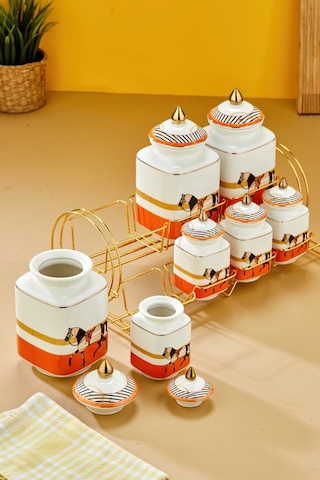 Cooker Hürrem 7'li Standlı Baharat Saklama Seti Ckr3779 Turuncu