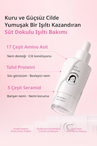 Pirinç Proteini İçeren Cilde Parlaklık Kazandıran Nemlendirici Serum Mıdha Rice Protein Milky Serum