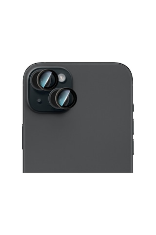 Apple iPhone 15 Uyumlu Caseworld Alloy Serisi Oleofobik Anti Reflective Kamera Lens Koruyucu Siyah